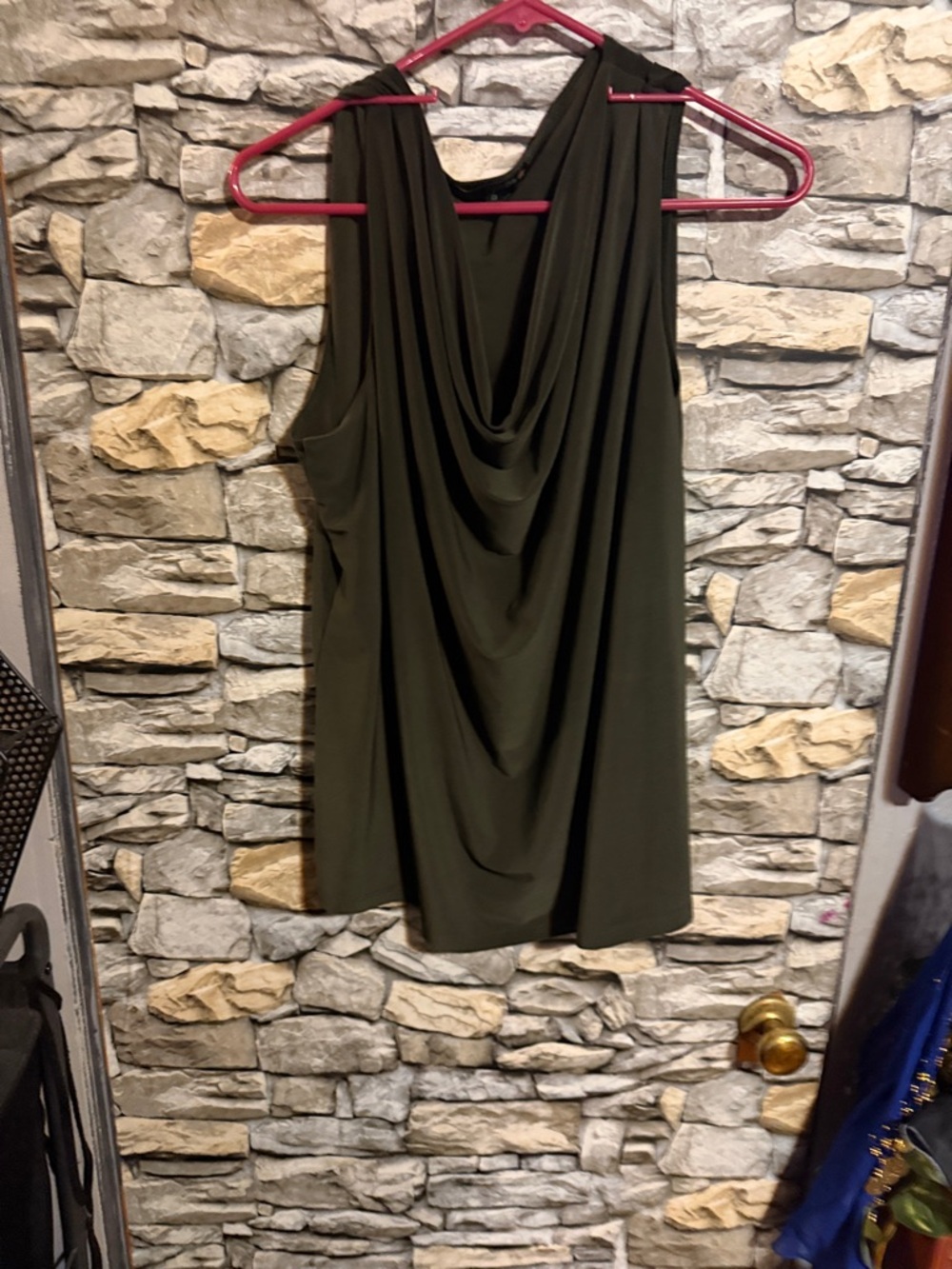 Draped Sleeveless Olive Green Top